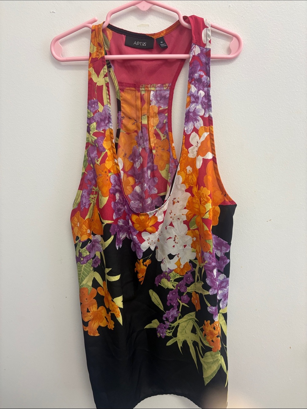 Apt. 9 Floral Racerback Tank - Black, Orange, Purple & White